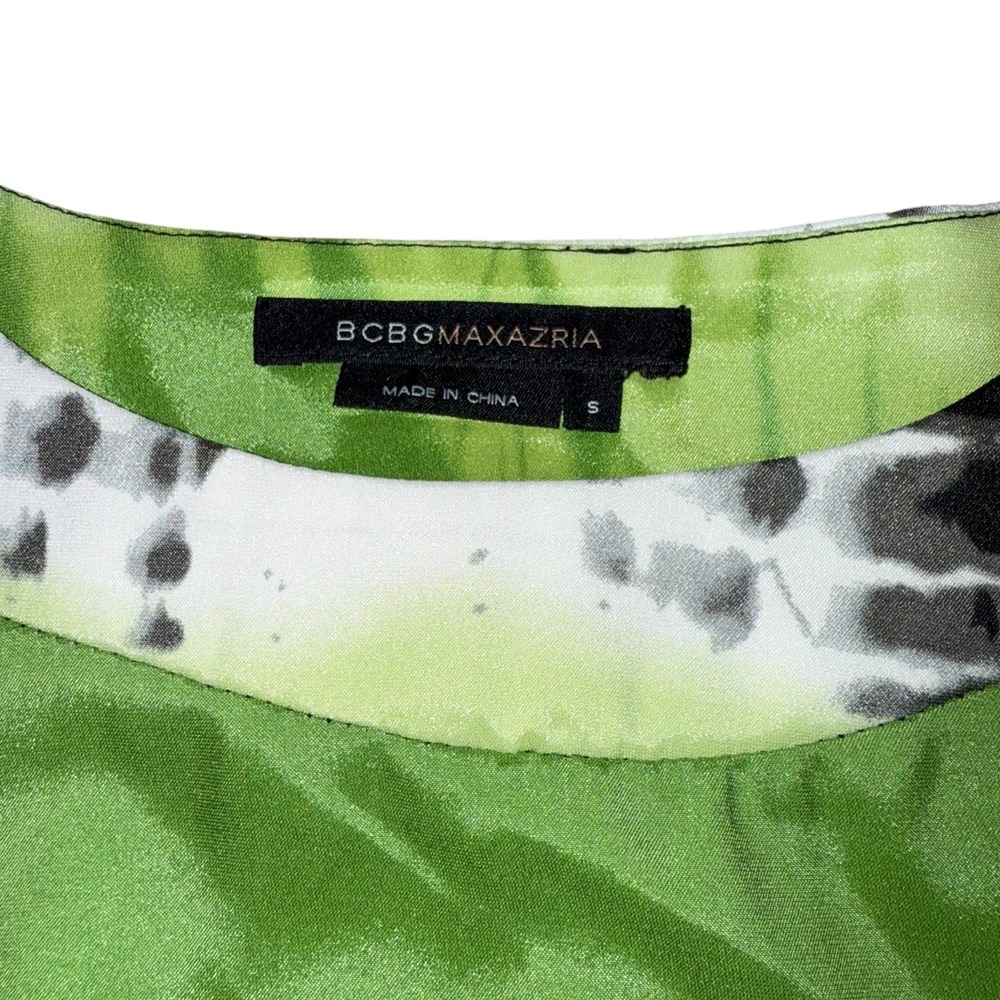 BCBGMAXAZRIA Sleeveless Sheath Dress Womens Size S Lime Green Artsy Abstract - Picture 3 of 10